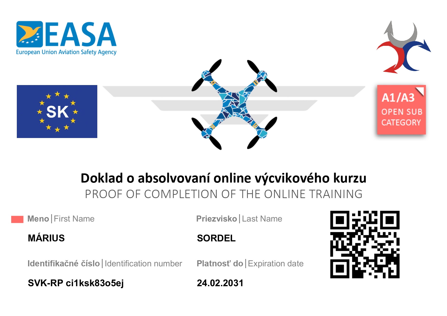 Certifikácia pilota dronu